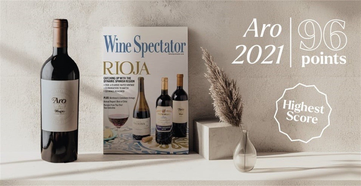 Aro 2021 ha sido reconocido por su equilibrio, elegancia y estructura, alcanzando la máxima puntuación de Wine Spectator.